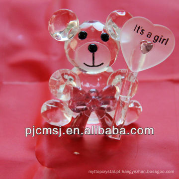 Urso de ursinho de pelúcia bonito Urso de cristal, Figurines animais de vidro para decoração de presente de casamento